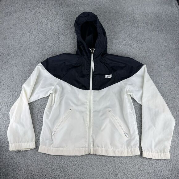 Vintage Nike Windrunner Jacket 90s White Black Men's Size Large Runs Small‎ - Picture 1 of 12
